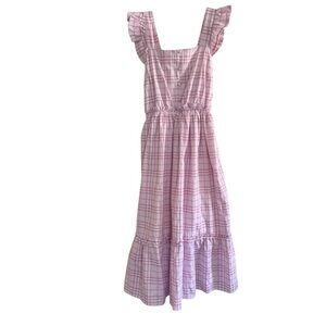 Pink Plaid Midi Dress